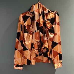 Geometric Patterned Women's Wrap-tie Top